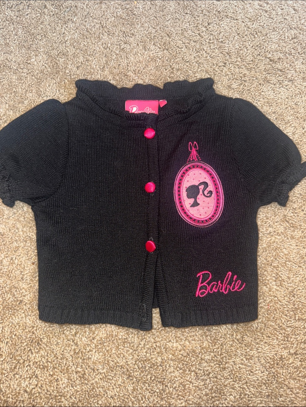Barbie Black and Pink Short Sleeve Cardigan